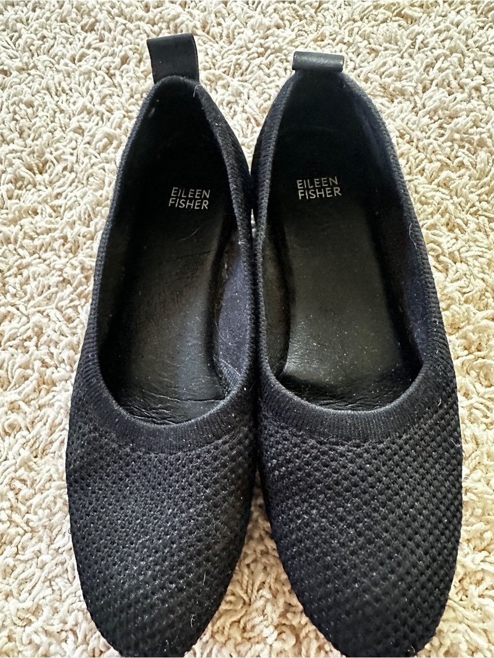 Eileen Fisher Black Knit Slip-On Flats 8.5